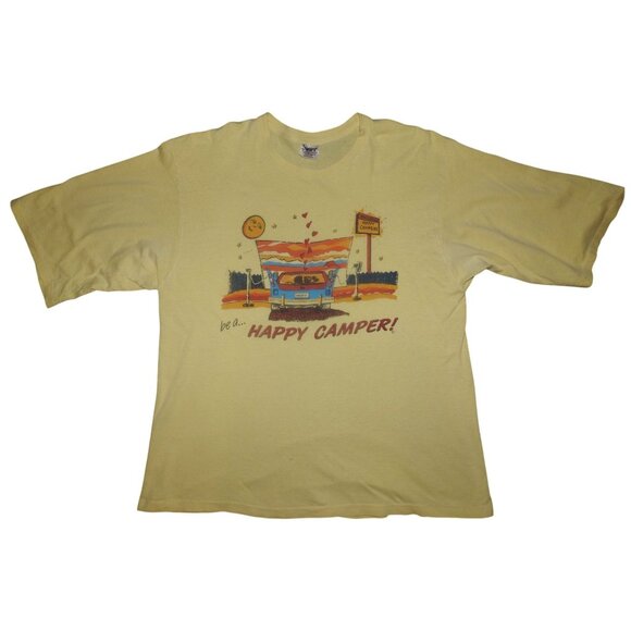 Vintage Be A Happy Camper! Drive-In Movie Single Stitch T-Shirt Adult Large - Picture 1 of 8